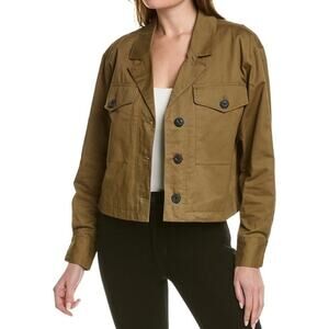 Rag & Bone NWT Jessie Cotton Shirt Jacket in Dark Khaki Size M Shacket Pockets